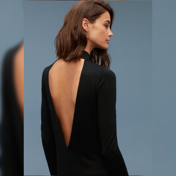 Aritzia Wilfred Free Moulton Mock Neck Low Back Dress - 2018 - Black - Sz S - Picture 1 of 11